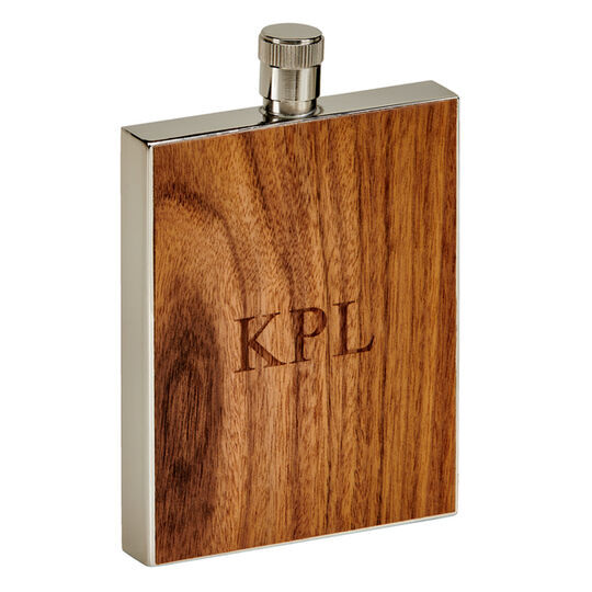 Personalized Simulated Wood Grain Flask